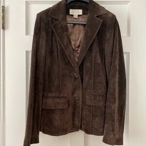 Un Jour Ailleurs Brown Suede Blazer Size 6 EUC
